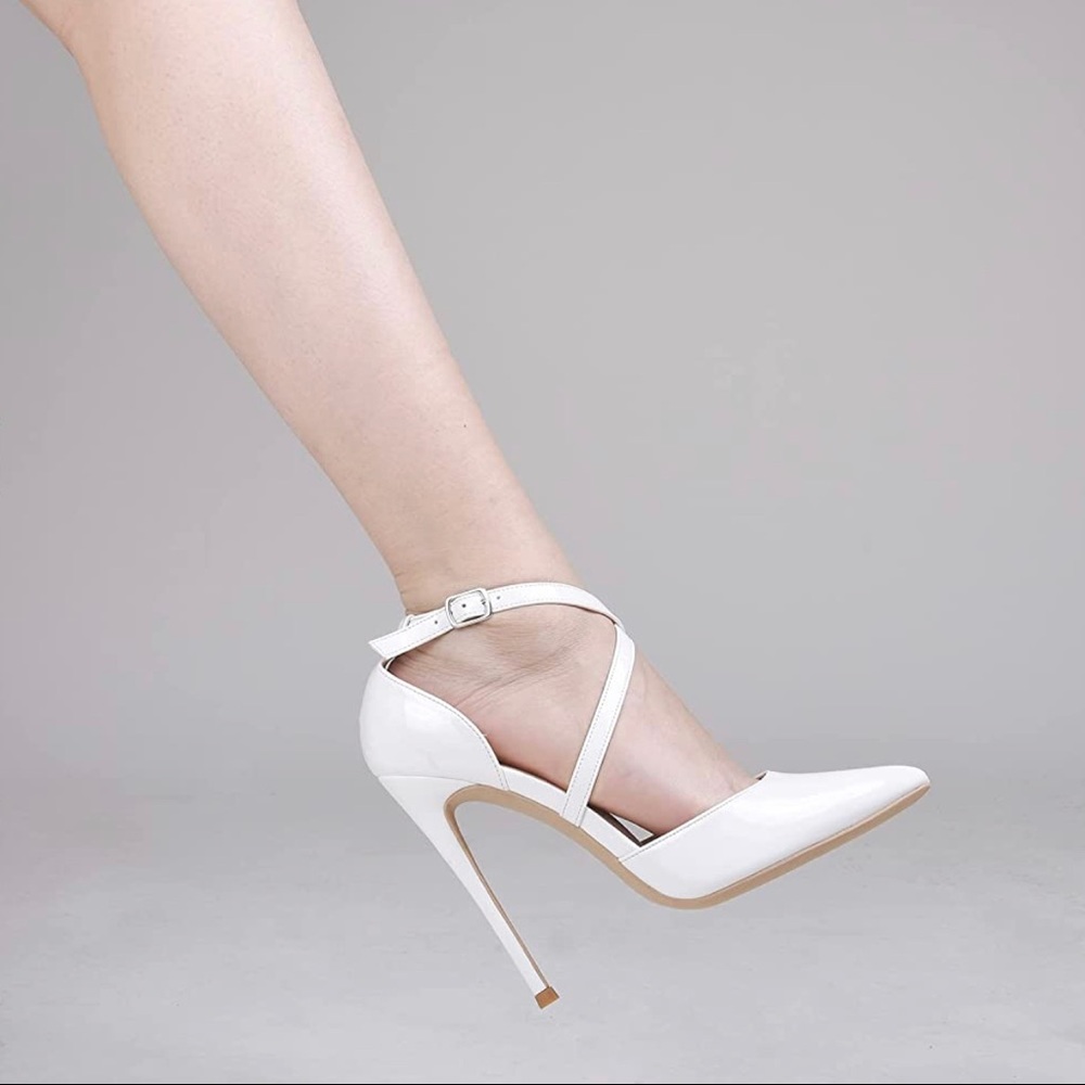 White strappy pumps